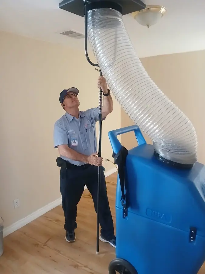 Mini Split Installation technician using HEPA equipment in Simi Valley